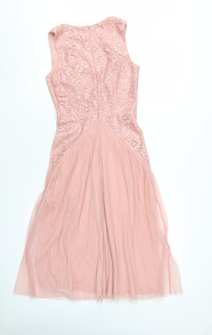 ASOS Women's Pink Lace A-Line Midi Dress