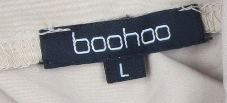 boohoo Women's Beige Basic Jacket L Casual Zip Lightweight