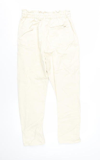 Zara Women Ivory Paperbag Jeans, Size 2, High Rise