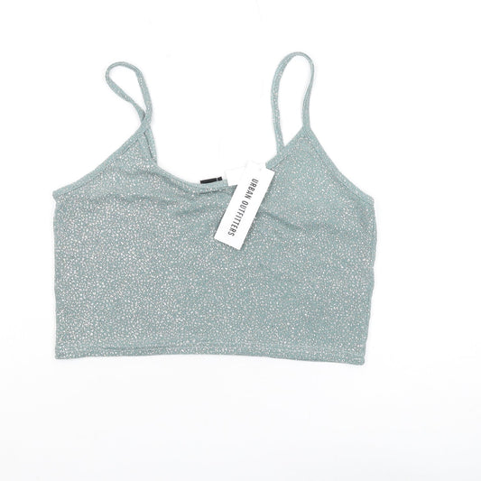 Womens UK Size L Urban Outfitters Green Cropped Camisole