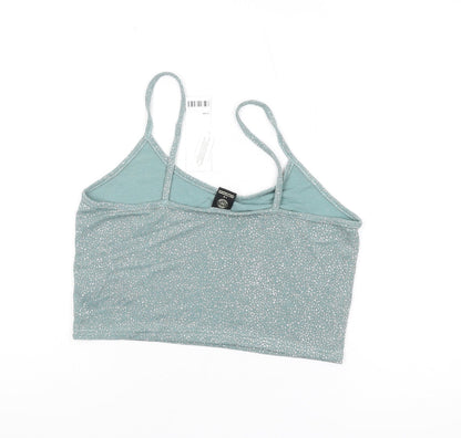 Womens UK Size L Urban Outfitters Green Cropped Camisole