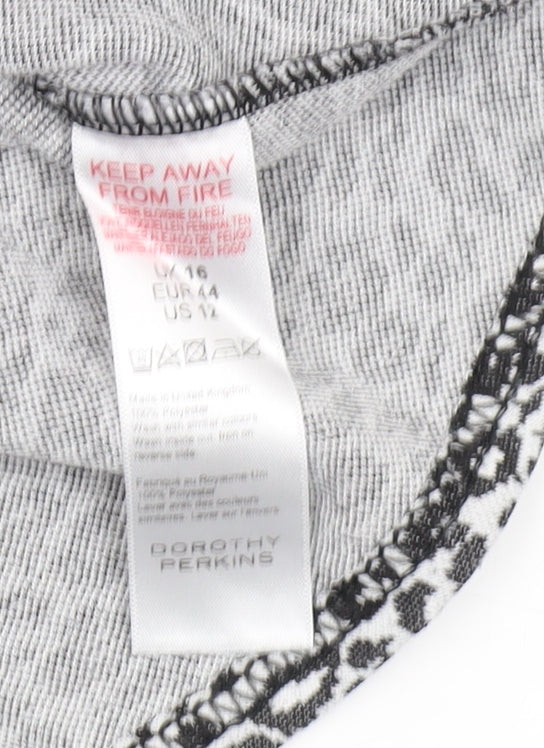 Dorothy Perkins Women's Grey Animal Print Skirt Size 16