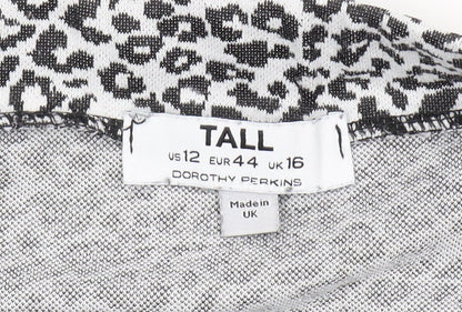 Dorothy Perkins Women's Grey Animal Print Skirt Size 16