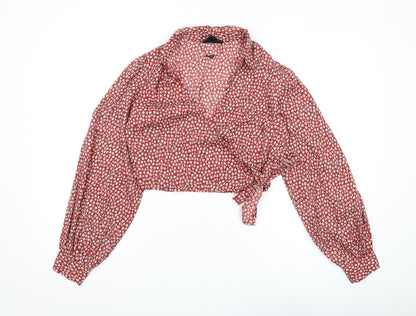 Womens UK Size S Wednesday's Girl Red Cropped Blouse