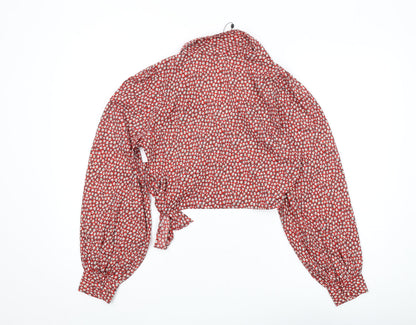 Womens UK Size S Wednesday's Girl Red Cropped Blouse