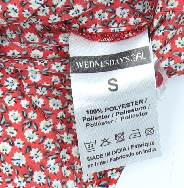 Womens UK Size S Wednesday's Girl Red Cropped Blouse