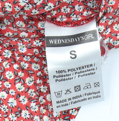 Womens UK Size S Wednesday's Girl Red Cropped Blouse