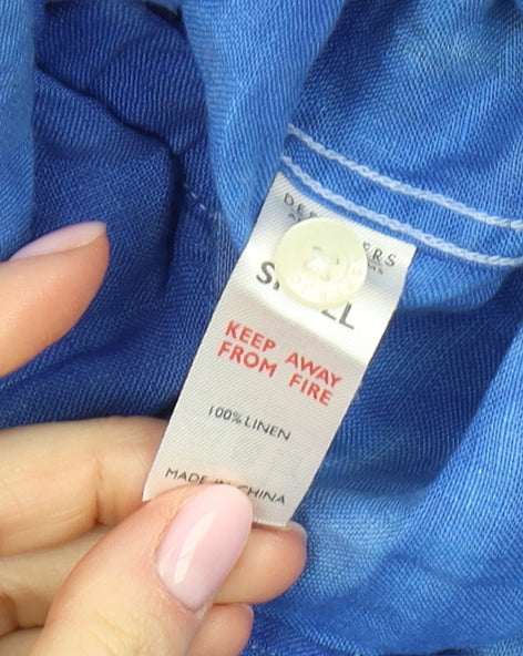 Jasper Conran Blue Unisex Linen Button-Up Shirt, S, Casual