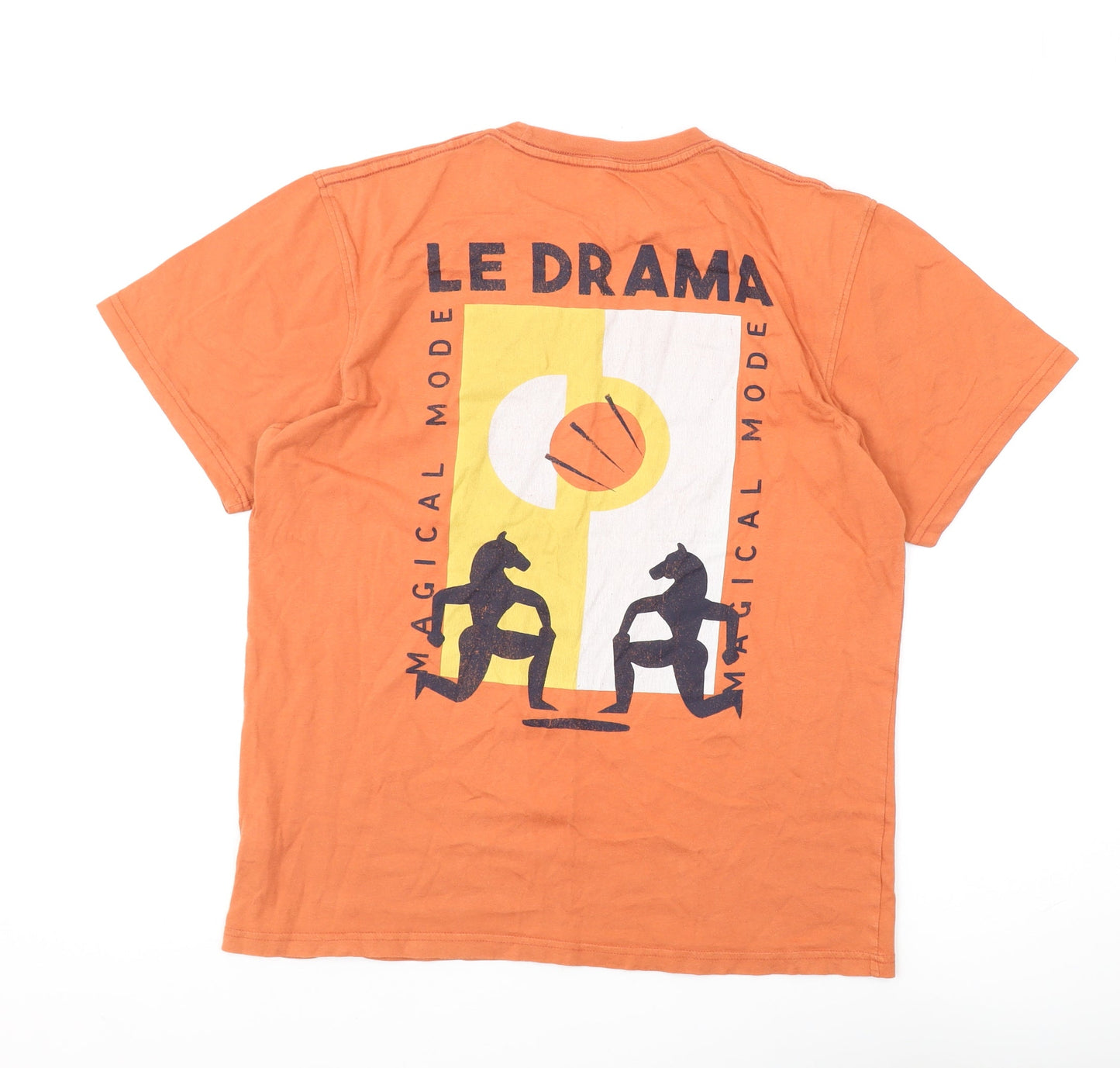 Pull&Bear Men's Orange Graphic Medium T-Shirt