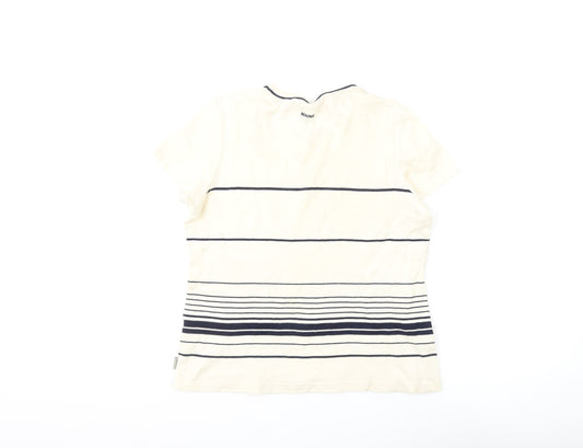 Maine New England Women Ivory Striped T-Shirt Size 12