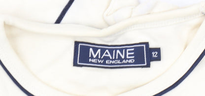 Maine New England Women Ivory Striped T-Shirt Size 12