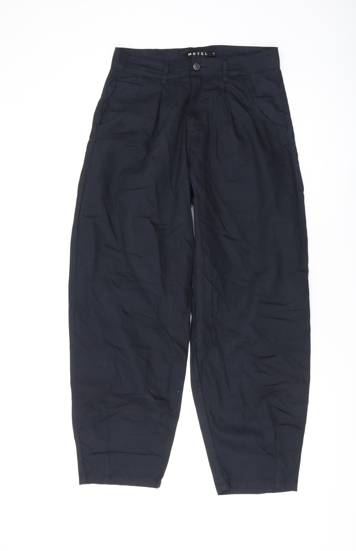 Womens UK Size S Motel Regular Fit Straight Black Trousers