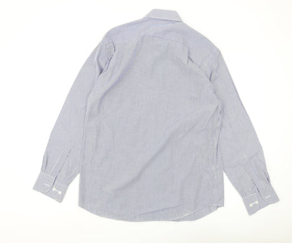 Marks and Spencer Blue Striped Men's Long Sleeve Shirt