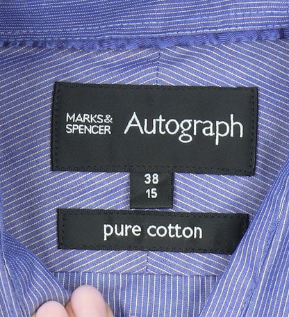 Marks and Spencer Men's Blue 38 Classic Long Sleeve Shirt