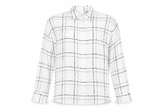 Front view of ASOS Women's White Check Button-Up Shirt, size 10