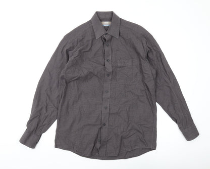 Marks & Spencer Men's Grey Check Cotton Twill Shirt