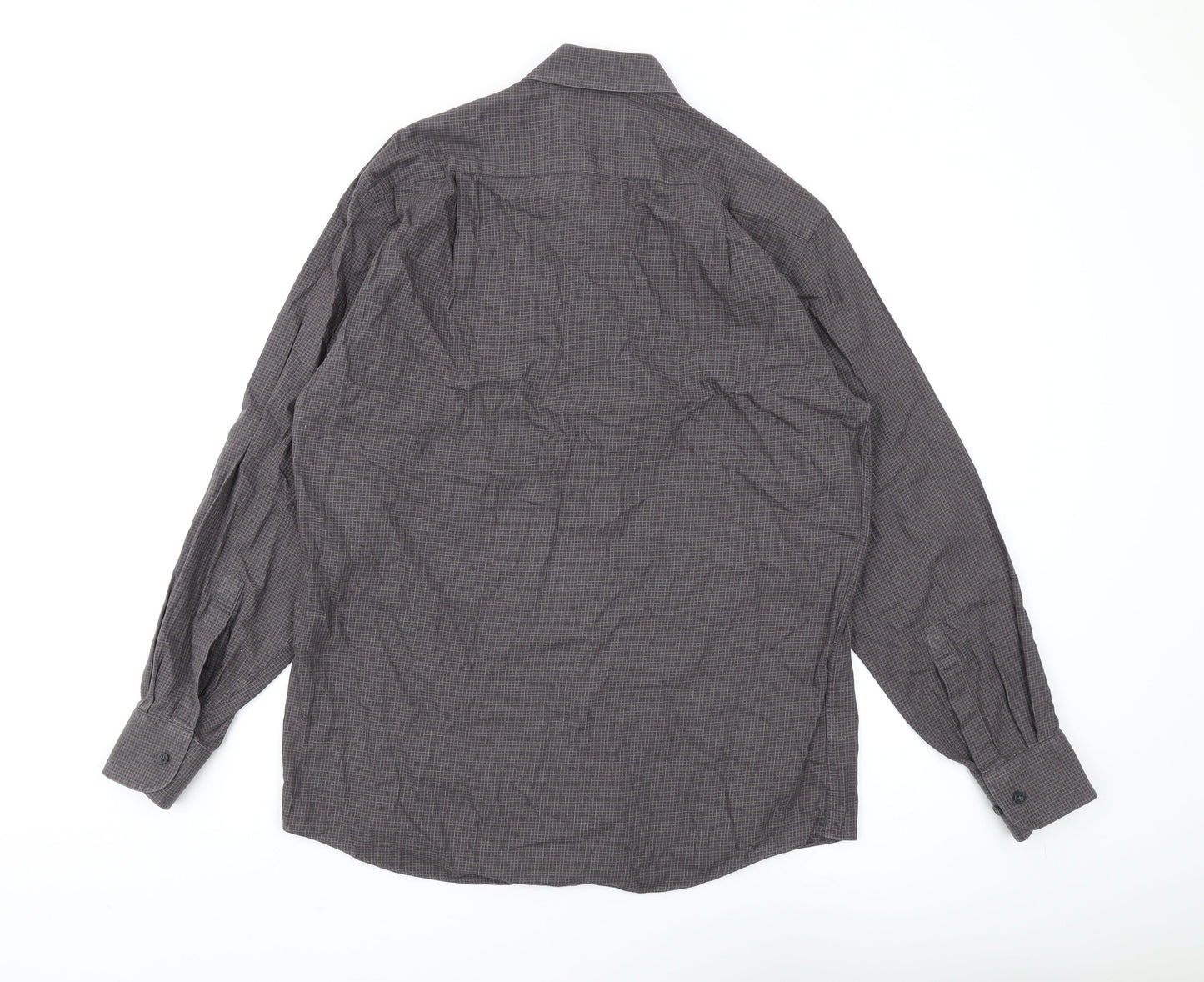 Marks & Spencer Men's Grey Check Cotton Twill Shirt