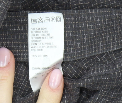 Marks & Spencer Men's Grey Check Cotton Twill Shirt