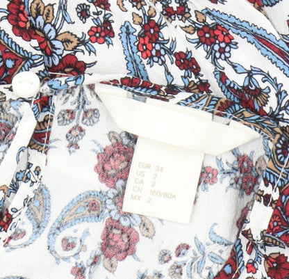 Womens UK Size 6 H&M Multicoloured Tunic Blouse