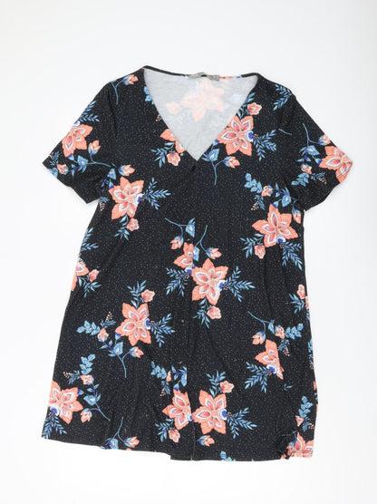 ASOS Women's Black Floral Short Dress Size 12
