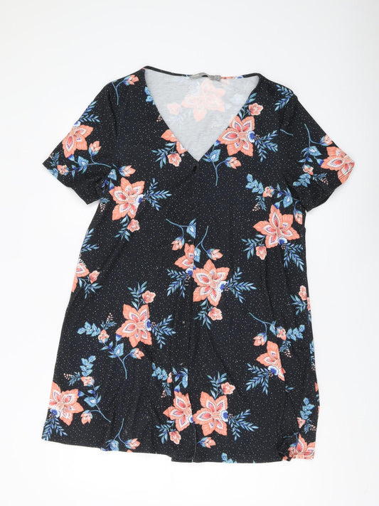 ASOS Women's Black Floral Short Dress Size 12