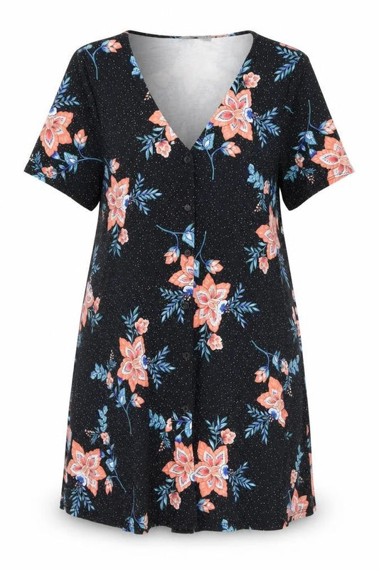 Front view of ASOS Women's Black Floral Short Dress, size 12