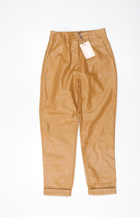 Missguided Petite Brown High Waist Trousers Size 4