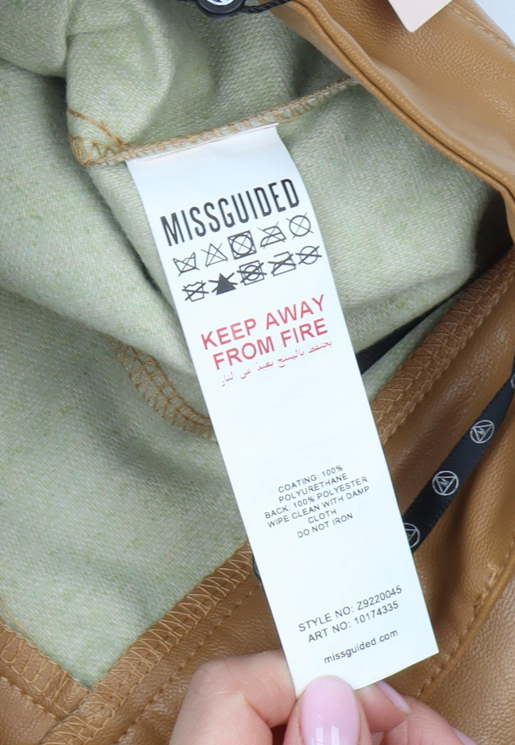 Missguided Petite Brown High Waist Trousers Size 4