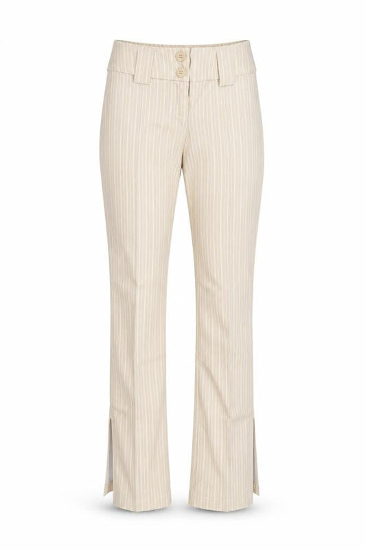 Topshop Womens Beige Striped Straight Trousers Size 4