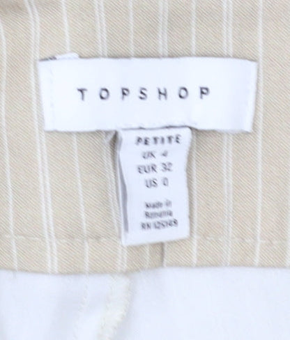 Topshop Womens Beige Striped Straight Trousers Size 4