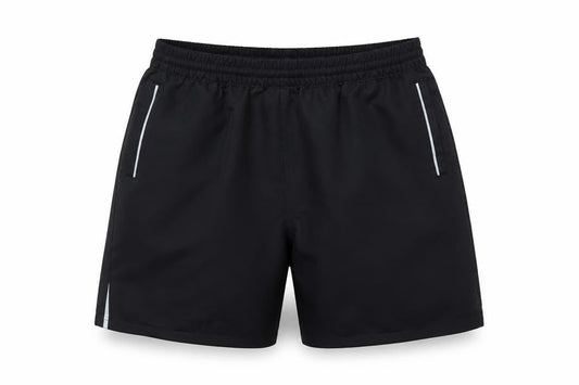 Front view of Aptus Men's Black Swim Shorts -, size M, Quick Dry
