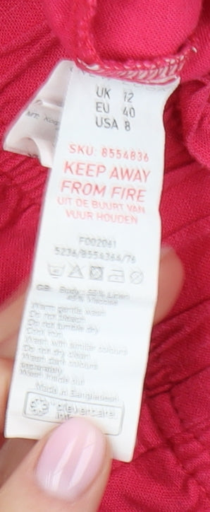 New Look Women's Pink Linen Blend Relaxed Shorts