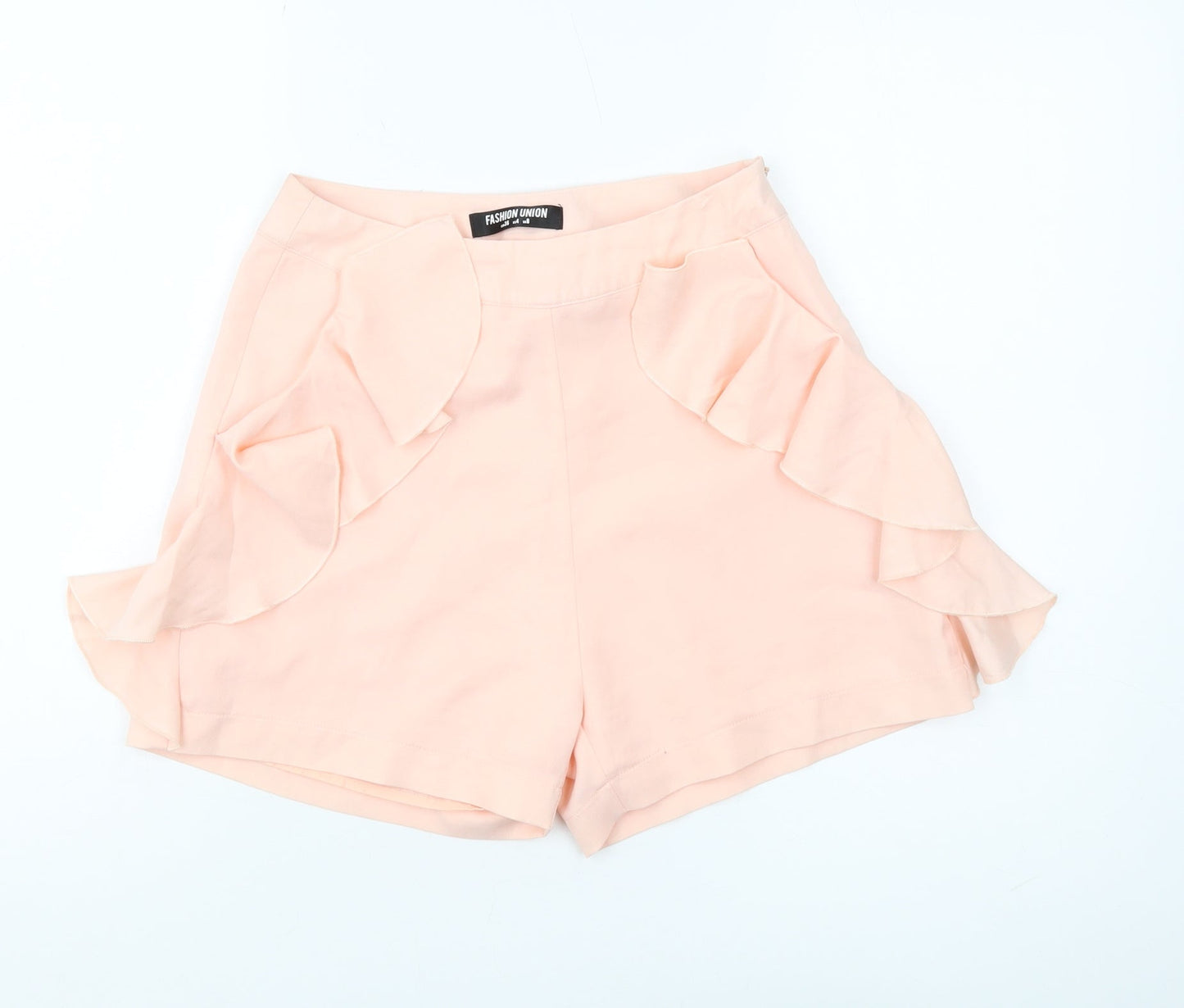 Fashion Union Womens Pink Culotte Shorts Size 8 Ruffle
