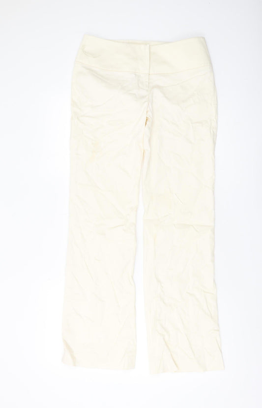 Womens UK Size 10 Warehouse Regular Fit  Ivory Trousers