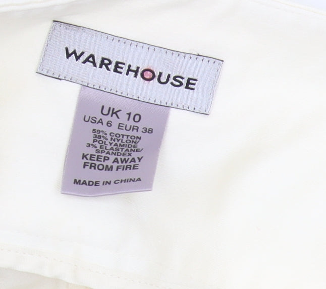 Womens UK Size 10 Warehouse Regular Fit  Ivory Trousers