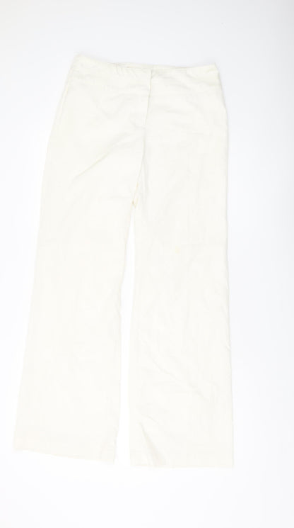 Womens UK Size 10 Warehouse Regular Fit  Ivory Trousers