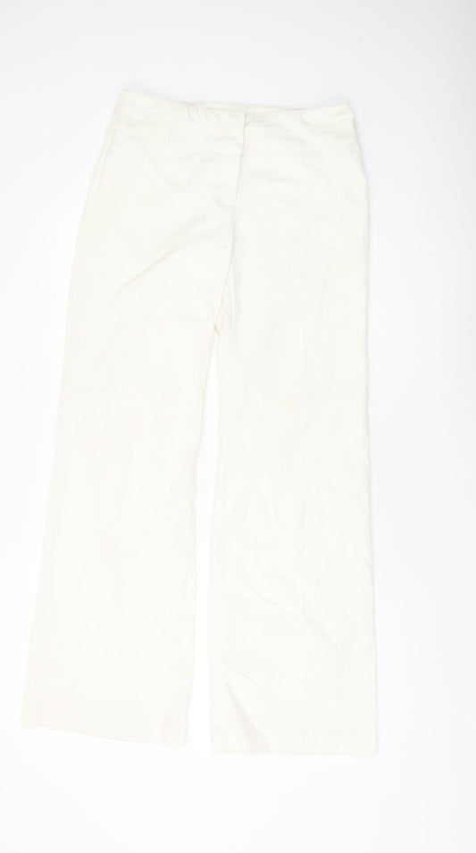 Womens UK Size 10 Warehouse Regular Fit  Ivory Trousers