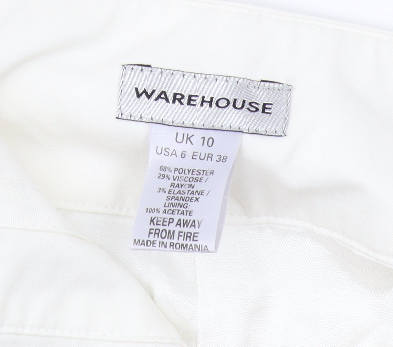 Womens UK Size 10 Warehouse Regular Fit  Ivory Trousers