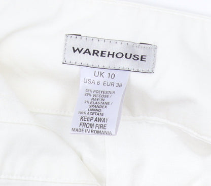 Womens UK Size 10 Warehouse Regular Fit  Ivory Trousers