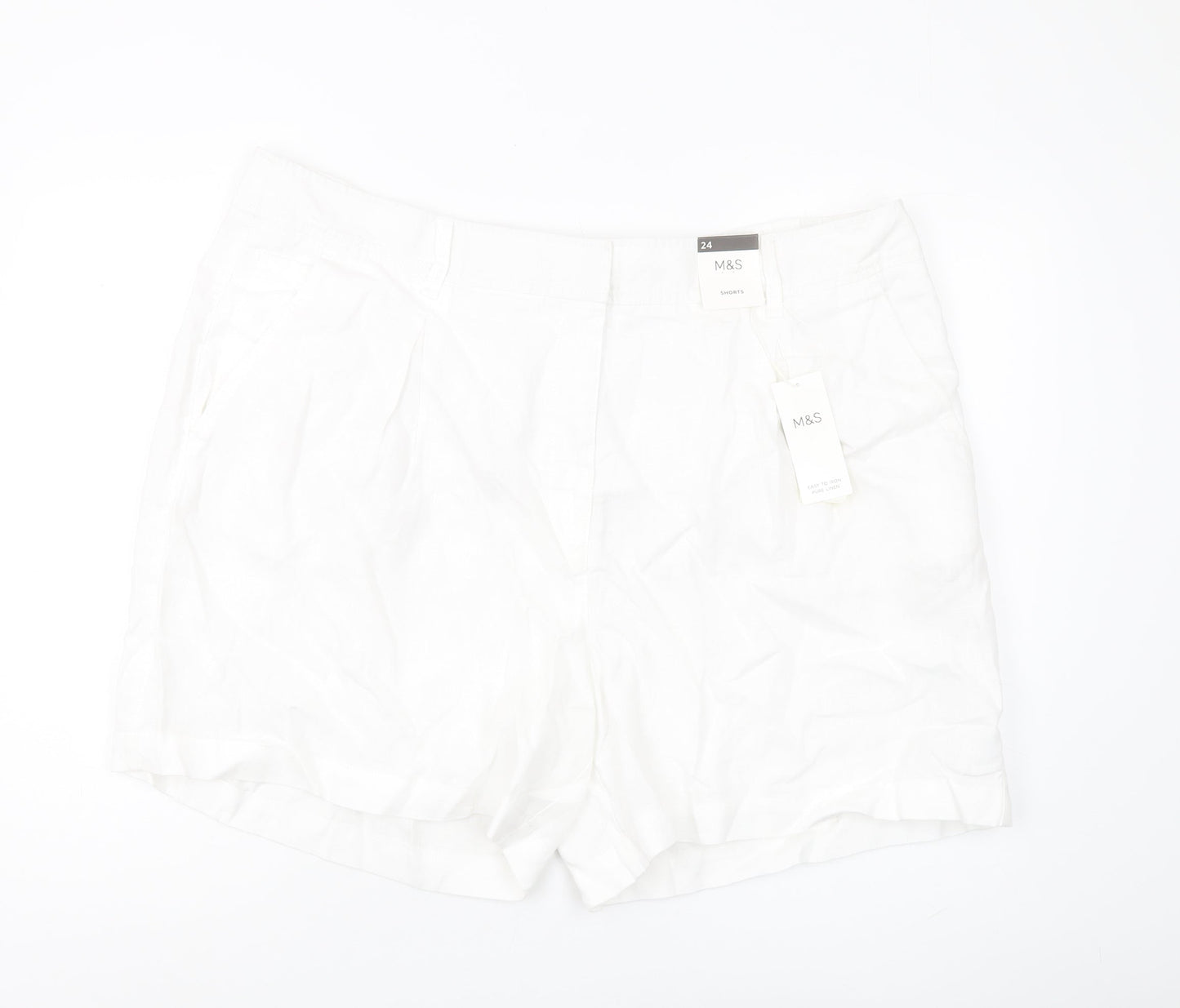 Marks and Spencer Women’s White Linen Chino Shorts Size 24