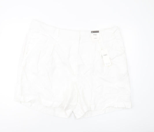 Marks and Spencer Women’s White Linen Chino Shorts Size 24