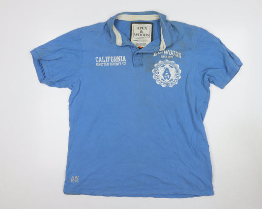 Apex & Woods Men's Blue 2XL California Polo Shirt