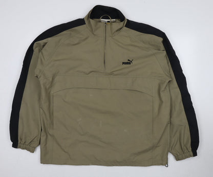 Mens UK Size XL PUMA Beige 1/4 Zip Windbreaker