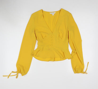 Miss Selfridge Women's Yellow Cropped Blouse Size 8