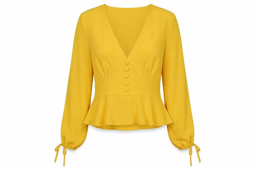 Womens UK Size 8 Miss Selfridge Yellow Cropped Blouse