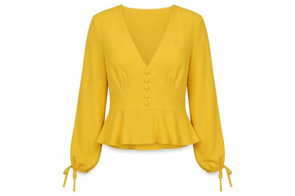 Womens UK Size 8 Miss Selfridge Yellow Cropped Blouse