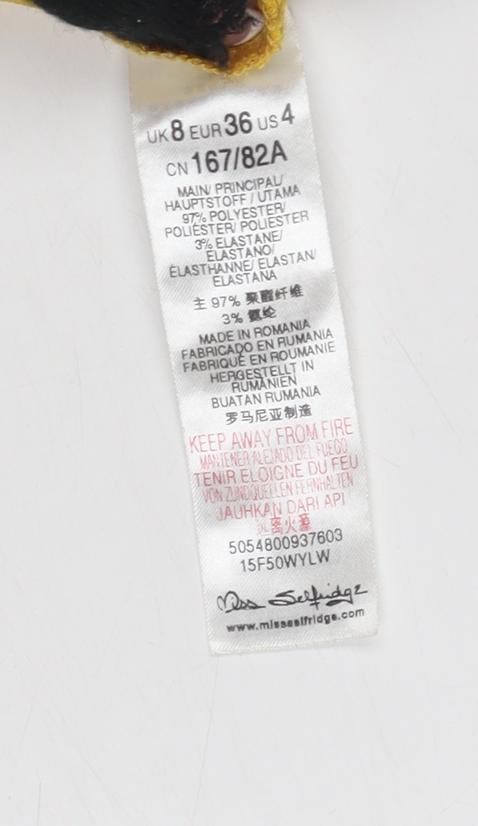 Miss Selfridge Women's Yellow Cropped Blouse Size 8