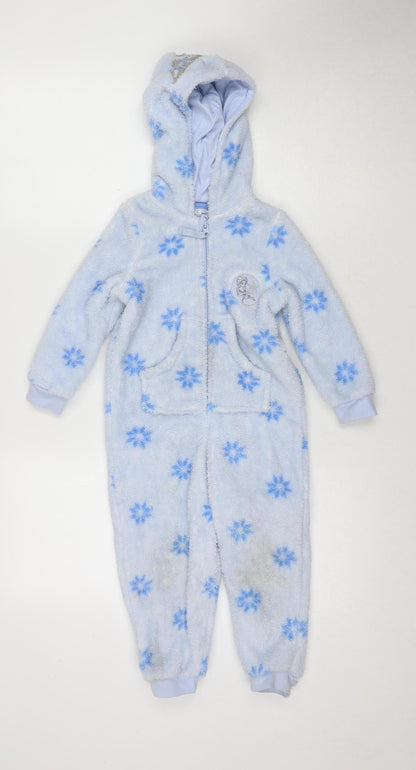 Marks and Spencer Girls Frozen Onesie Blue 2-3 Yrs Hooded
