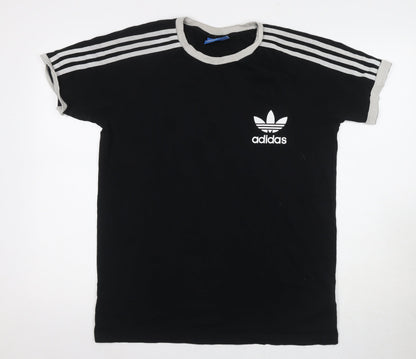 Adidas Men's Black T-Shirt, Size S, Logo Crew Neck