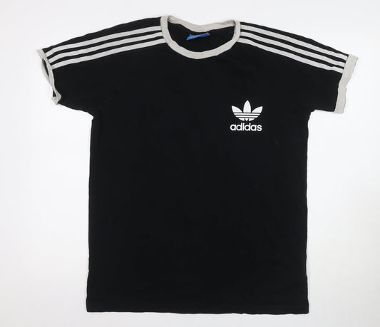Adidas Men's Black T-Shirt, Size S, Logo Crew Neck